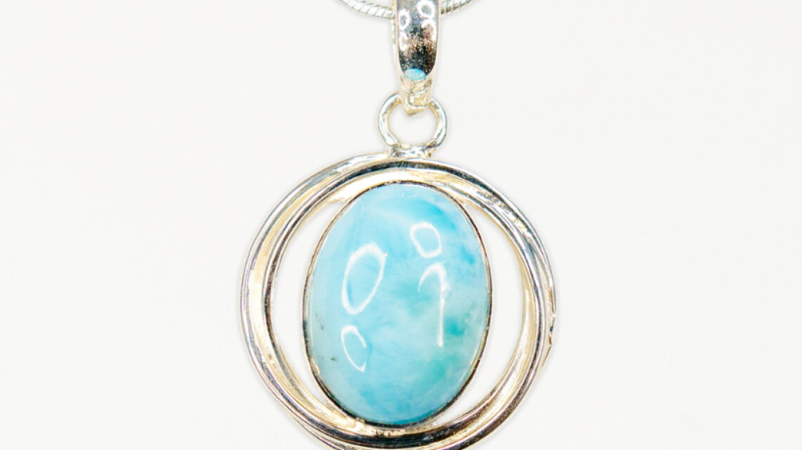 Larimar Swirl Pendant set in Sterling Silver - BP82C