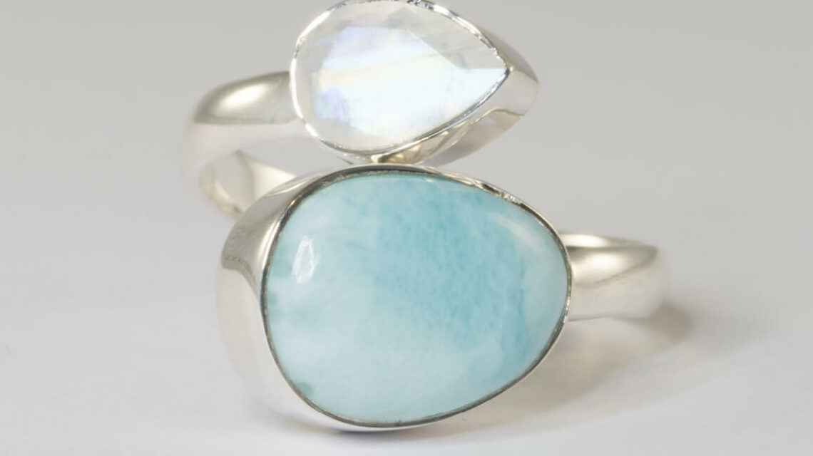 Larimar & Moonstone Ring in Sterling Silver 2 - BR18