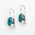 Oval Blue Mojave Turquoise Earrings in Sterling Silver - BE123G