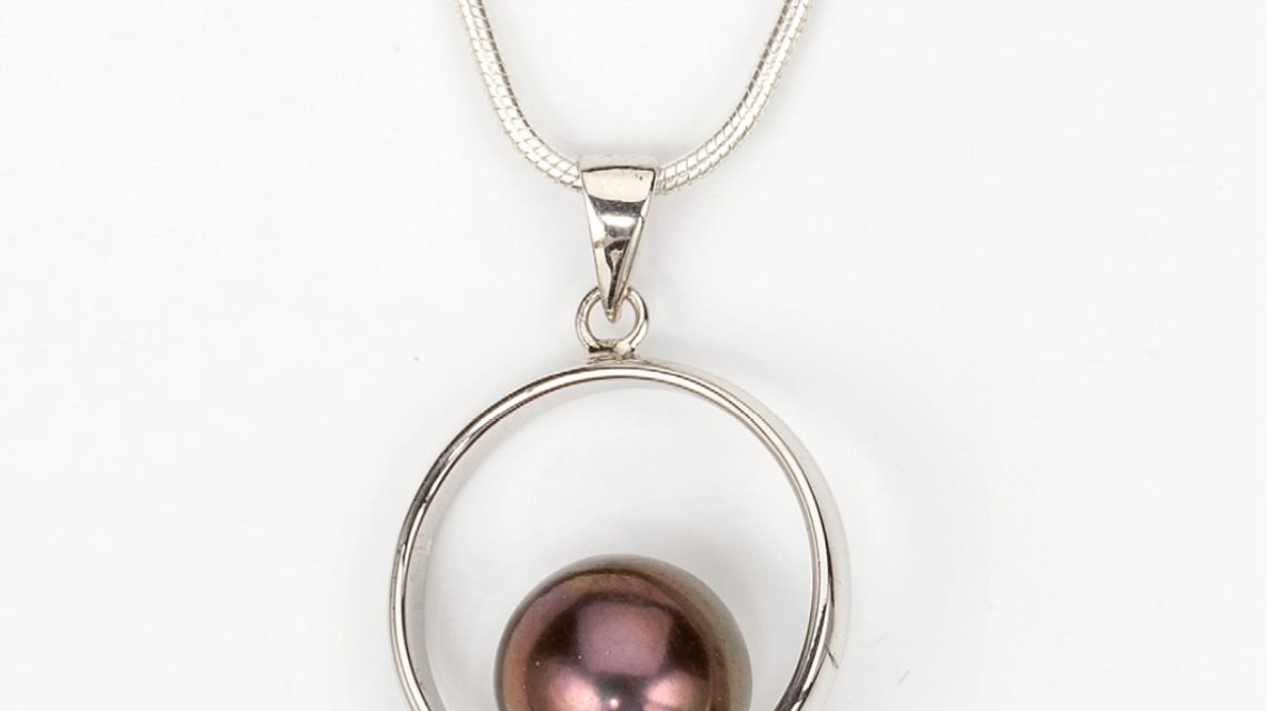 Sterling Silver Pendant with Black Freshwater Pearl - FP10B